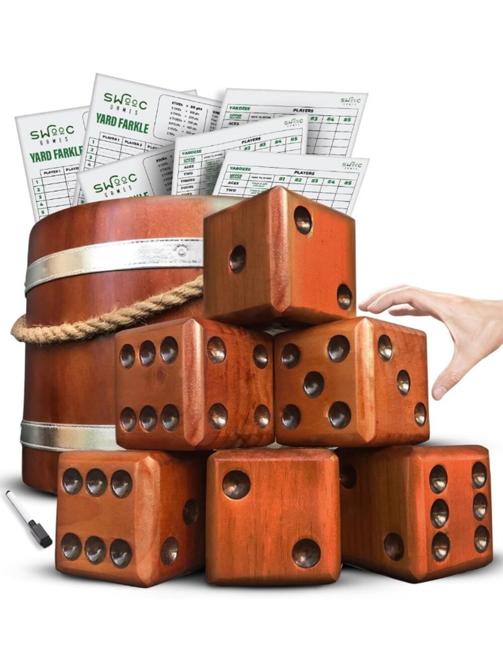 Swooc Games - Yardzee, Farkle & 20+ Giant Dice Games (All Weather) Yard Dice